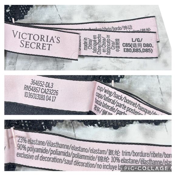 Victoria's Secret Bralette L Lace Sheer Black Lined Bra High Chest Open Back - Picture 8 of 8